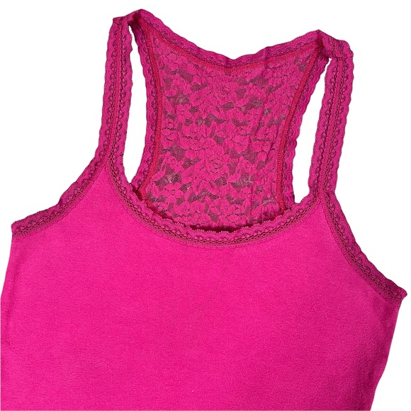 4/$32 Hollister large hot pink tank w/ lace Mossimo large black spaghetti strap - Picture 3 of 16